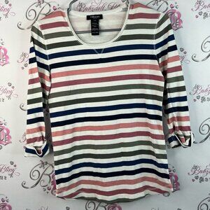 Olsen Europe long sleeve Classic Striped Long Sleeve Tee - Pink, Green, Blue